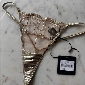 Honey Birdette Gold Tilly Thong S NEW